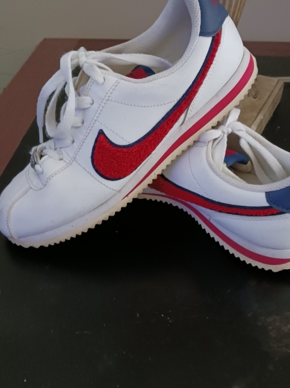 Nike  White Sneakers with Red and Blue Accents